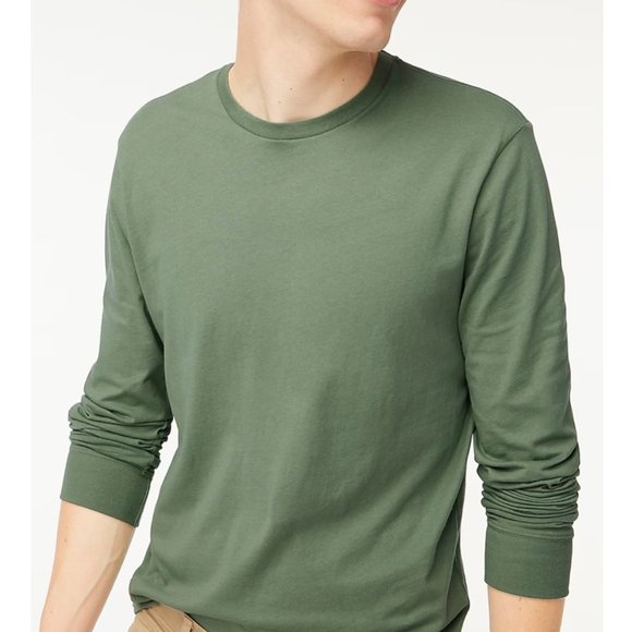 J Crew Men's Olive Long Sleeve Shirt Essential Tee Large - Picture 1 of 5